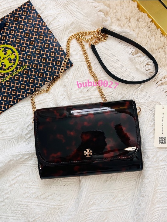 Tory Burch Handbags - NWT🌞Tory Burch Emerson Tortoise Patent Wallet on Chain 165943 Crossbody Bag Gift